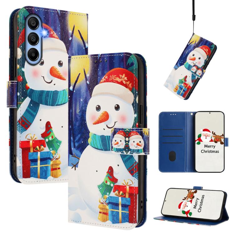 Christmas Series Buckle Leather Phone Case with Hand Strap, For Samsung Galaxy M15 5G / F15 5G, For Samsung Galaxy A15 5G / 4G, For Samsung Galaxy A55 5G, For Samsung Galaxy A35 5G