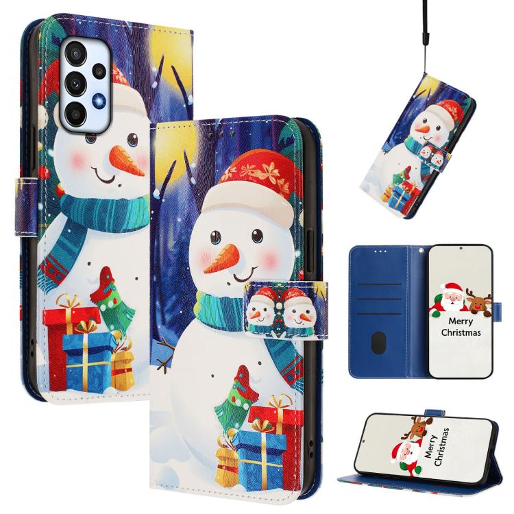 Christmas Series Buckle Leather Phone Case with Hand Strap, For Samsung Galaxy A24 4G, For Samsung Galaxy A23 5G / 4G / M23 / F23, For Samsung Galaxy A04e / F04 / M04 4G, For Samsung Galaxy A14 5G / 4G