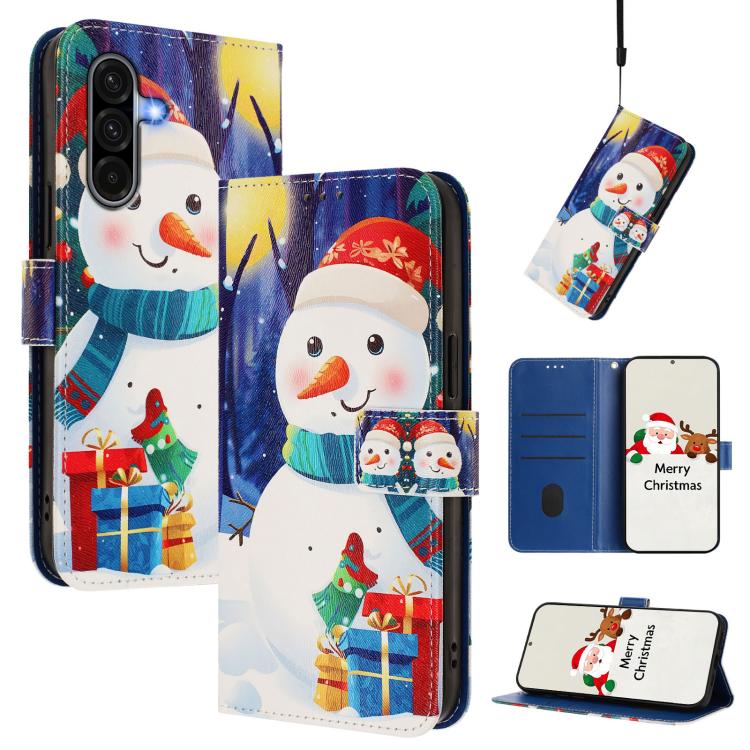 Christmas Series Buckle Leather Phone Case with Hand Strap, For Samsung Galaxy F06 5G / M06 5G, For Samsung Galaxy A06 5G / 4G, For Samsung Galaxy A36 / A56 5G, For Samsung Galaxy A05 / F05 / M05 4G