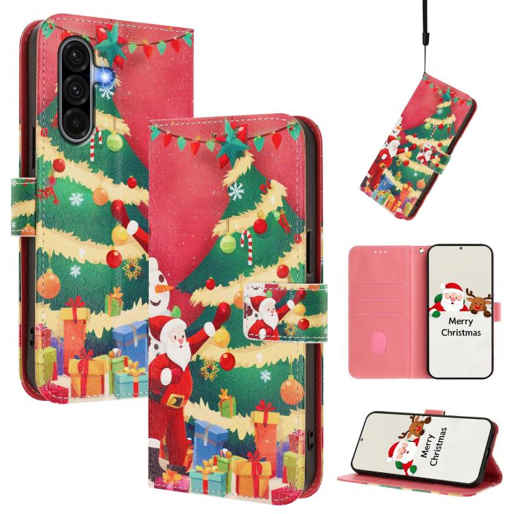 Christmas Series Buckle Leather Phone Case with Hand Strap, For Samsung Galaxy F06 5G / M06 5G, For Samsung Galaxy A06 5G / 4G, For Samsung Galaxy A36 / A56 5G, For Samsung Galaxy A05 / F05 / M05 4G