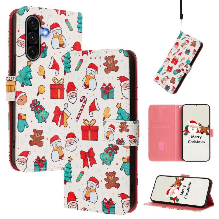 Christmas Series Buckle Leather Phone Case with Hand Strap, For Samsung Galaxy F06 5G / M06 5G, For Samsung Galaxy A06 5G / 4G, For Samsung Galaxy A36 / A56 5G, For Samsung Galaxy A05 / F05 / M05 4G