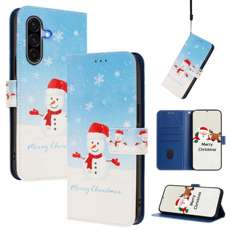 Christmas Series Buckle Leather Phone Case with Hand Strap, For Samsung Galaxy F06 5G / M06 5G, For Samsung Galaxy A06 5G / 4G, For Samsung Galaxy A36 / A56 5G, For Samsung Galaxy A05 / F05 / M05 4G