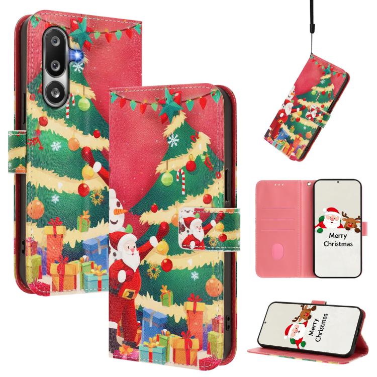 Christmas Series Buckle Leather Phone Case with Hand Strap, For Samsung Galaxy M36 5G, For Samsung Galaxy A17 / A26 5G, For Samsung Galaxy M56 5G, For Samsung Galaxy F16 5G / M16 5G