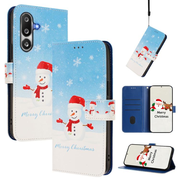 Christmas Series Buckle Leather Phone Case with Hand Strap, For Samsung Galaxy M36 5G, For Samsung Galaxy A17 / A26 5G, For Samsung Galaxy M56 5G, For Samsung Galaxy F16 5G / M16 5G