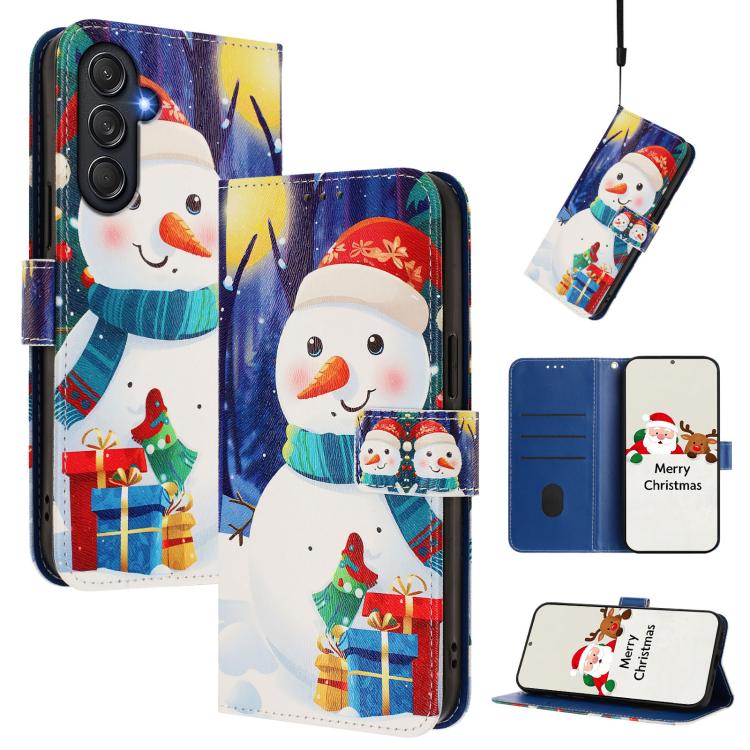 Christmas Series Buckle Leather Phone Case with Hand Strap, For Samsung Galaxy A16 5G / 4G, For Samsung Galaxy A05s / F14 4G, For Samsung Galaxy M35 5G, For Samsung Galaxy M55 5G / C55 5G