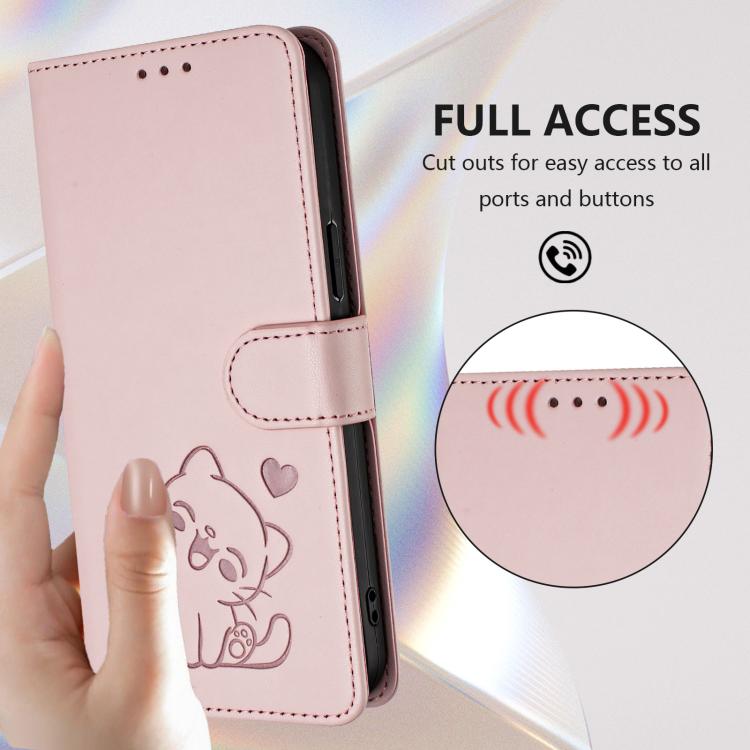 Embossed Heart Cat Leather Phone Case with Hand Strap, For iPhone 11 Pro Max, For iPhone 11