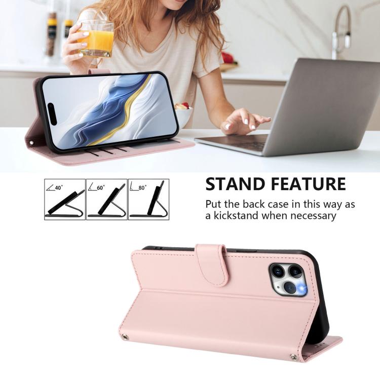 Embossed Heart Cat Leather Phone Case with Hand Strap, For iPhone 11 Pro, For iPhone X / XS