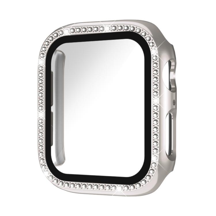 xDfind Single Row Diamond Tempered Glass Film Integrated PC Watch Case, For Apple Watch Series 11 46mm / 10 46mm, For Apple Watch Series 11 42mm / 10 42mm