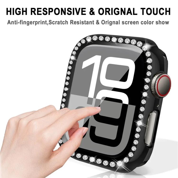 xDfind Single Row Diamond Tempered Glass Film Integrated PC Watch Case, For Apple Watch Series 3 / 2 / 1 42mm