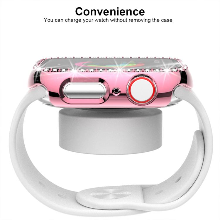 xDfind Single Row Diamond Tempered Glass Film Integrated PC Watch Case, For Apple Watch Series 3 / 2 / 1 42mm