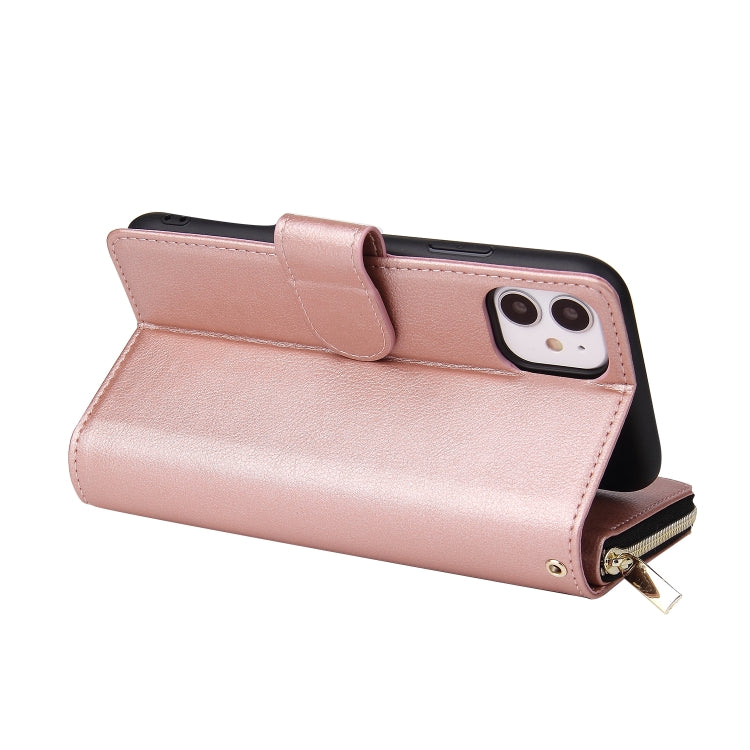 Zipper Wallet Bag Horizontal Flip PU Leather Case with Holder & 9 Card Slots & Wallet & Lanyard & Photo Frame, For iPhone 11, For iPhone 11 Pro, For iPhone 11 Pro Max, For iPhone SE 2022 / SE 2020 / 8 / 7
