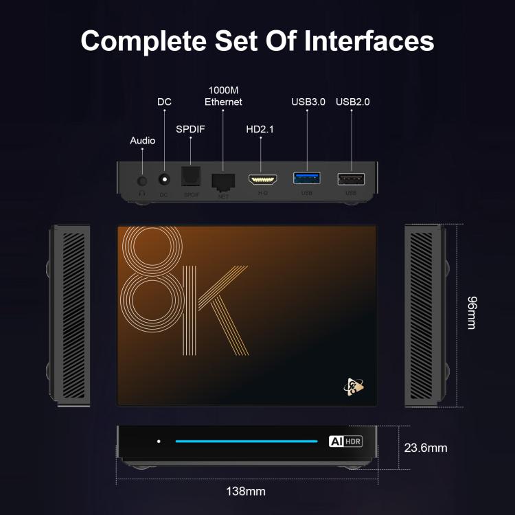 H96Max M9s Android 14 Smart TV Box with Remote Control, RK3576 Octa Core, 4GB+32GB, 8GB+128GB