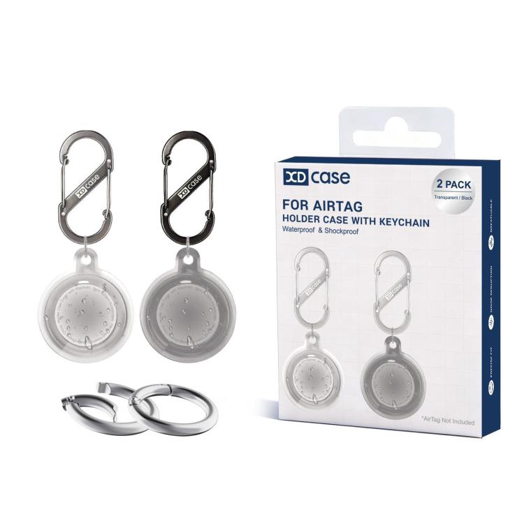 XDcase 2 Pack Full-cover Waterproof TPU Protective Case with Keychain, For AirTag 2nd Gen / 1st Gen