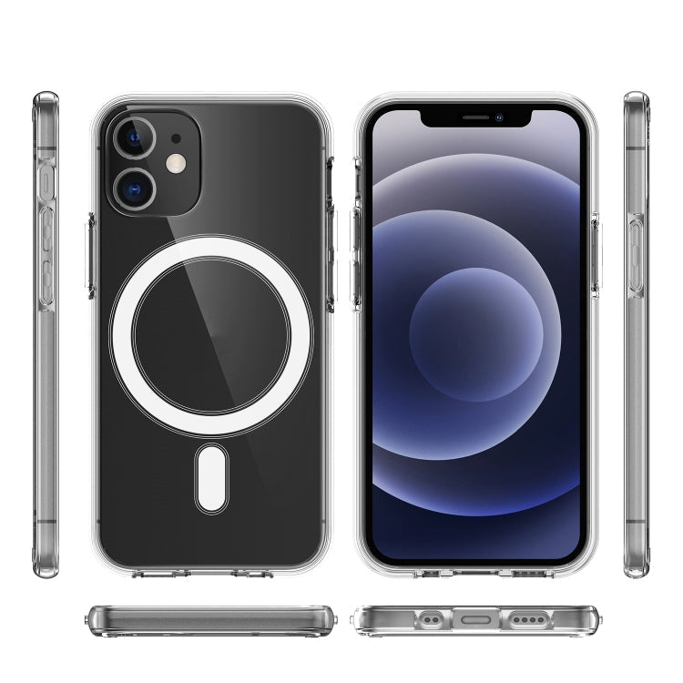 For iPhone 12 Pro Max Magsafe Case Simple Magnetic Ring All-inclusive Clear Crystal Acrylic PC +TPU Shockproof Case(Transparent)