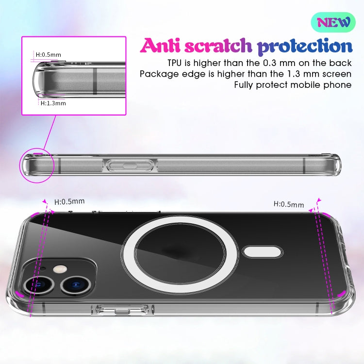 For iPhone 12 mini Magsafe Case Simple Magnetic Ring All-inclusive Clear Crystal Acrylic PC +TPU Shockproof Case (Transparent)