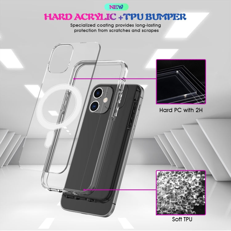 For iPhone 12 mini Magsafe Case Simple Magnetic Ring All-inclusive Clear Crystal Acrylic PC +TPU Shockproof Case (Transparent)