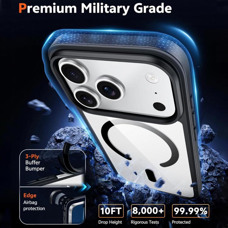 XDcase JINDUN Clear Cover Independent Metal Button Magnetic Phone Case, For iPhone 18 Pro /17 Pro, For iPhone 18 Pro Max / 17 Pro Max, For iPhone 17