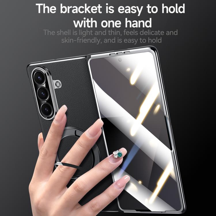 SULADA Genuine Leather Magnetic Case with 360° Stand & Built-In Screen Protector for Galaxy Z Fold8 Ultra / Z Fold7