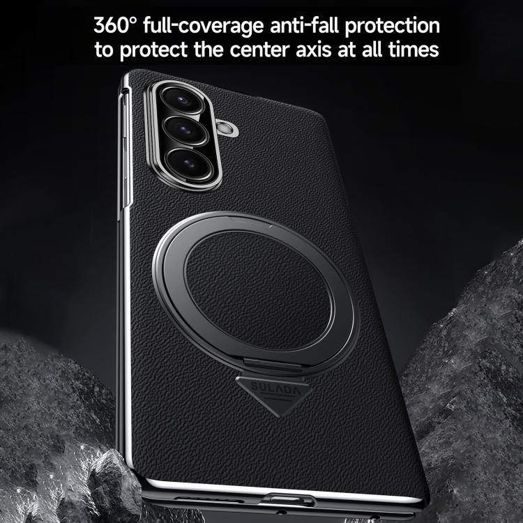 SULADA Genuine Leather Magnetic Case with 360° Stand & Built-In Screen Protector for Galaxy Z Fold8 Ultra / Z Fold7