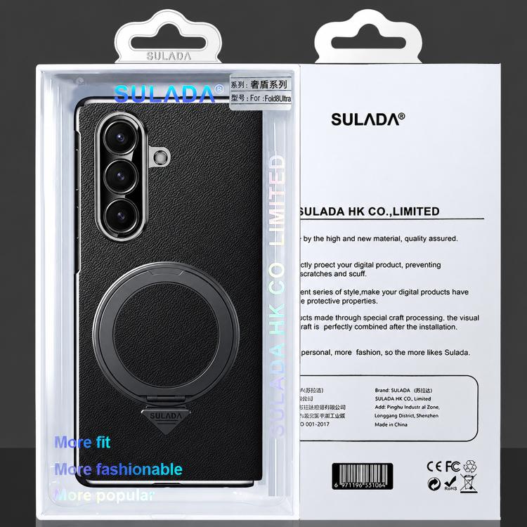 SULADA Genuine Leather Magnetic Case with 360° Stand & Built-In Screen Protector for Galaxy Z Fold8 Ultra / Z Fold7