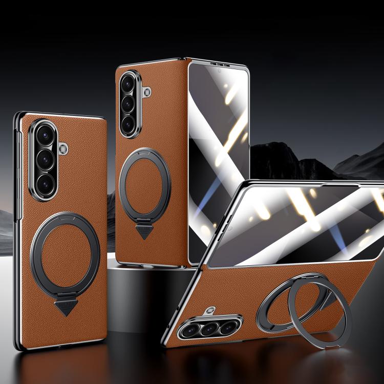 SULADA Genuine Leather Magnetic Case with 360° Stand & Built-In Screen Protector for Galaxy Z Fold8 Ultra / Z Fold7