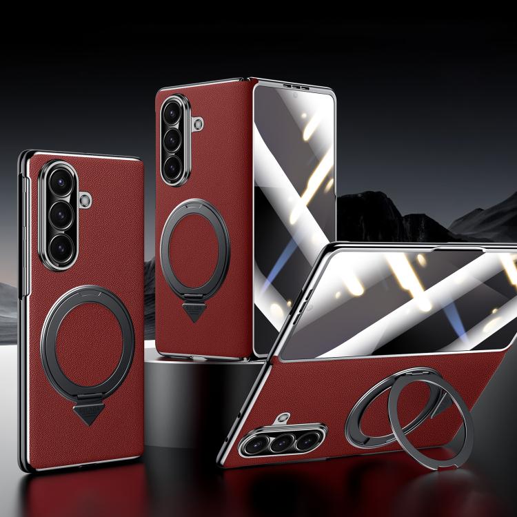 SULADA Genuine Leather Magnetic Case with 360° Stand & Built-In Screen Protector for Galaxy Z Fold8 Ultra / Z Fold7