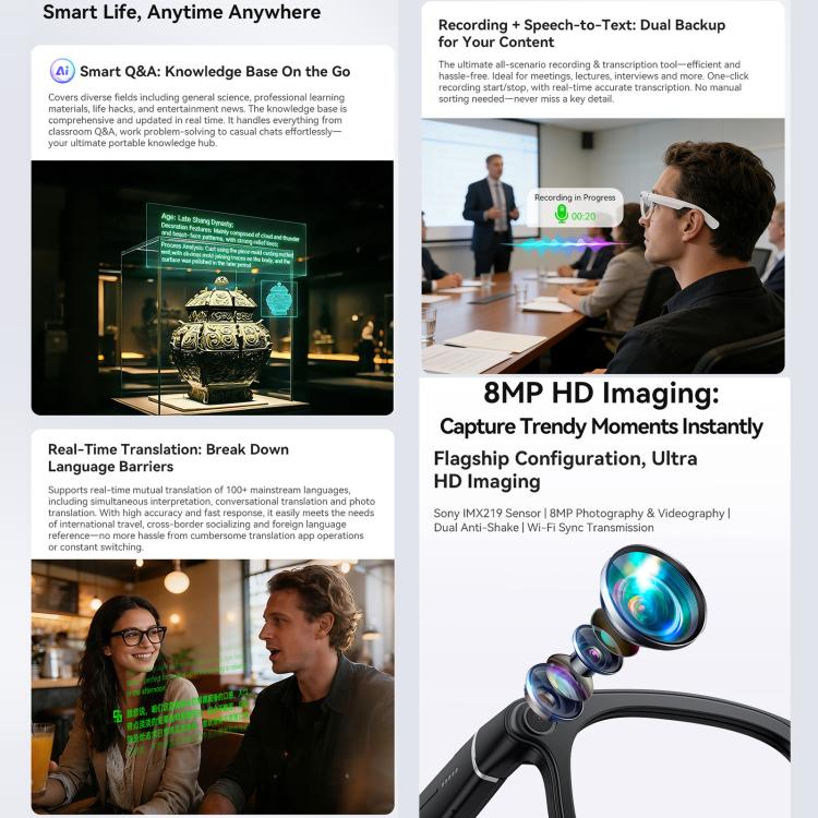 X01 Ultra Cycling Smart AI Glasses with 8MP Camera & Image Stabilization