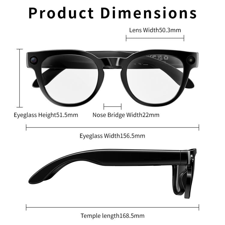 MT3 8MP Smart AI Glasses with Wi-Fi, Touch Control & Bluetooth Calling