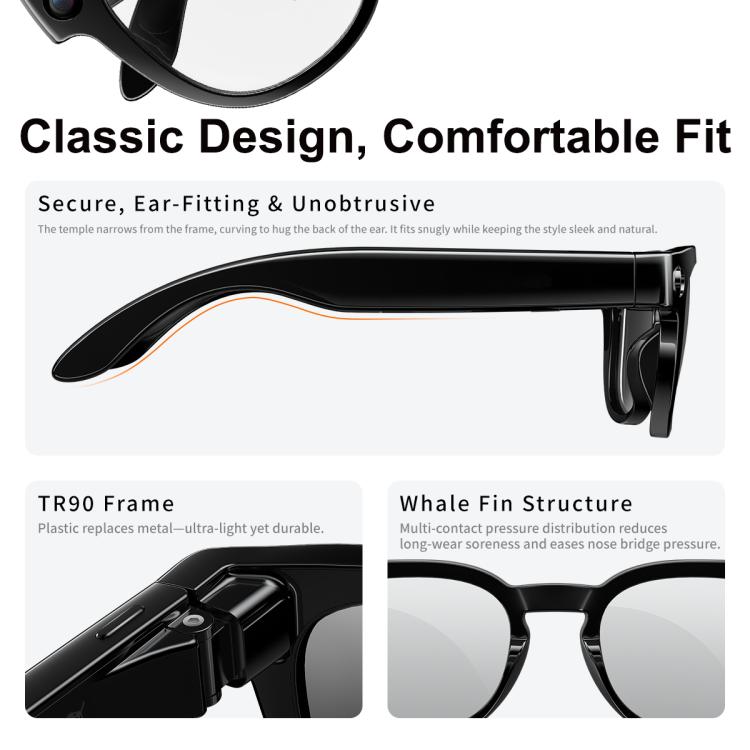 MT3 8MP Smart AI Glasses with Wi-Fi, Touch Control & Bluetooth Calling