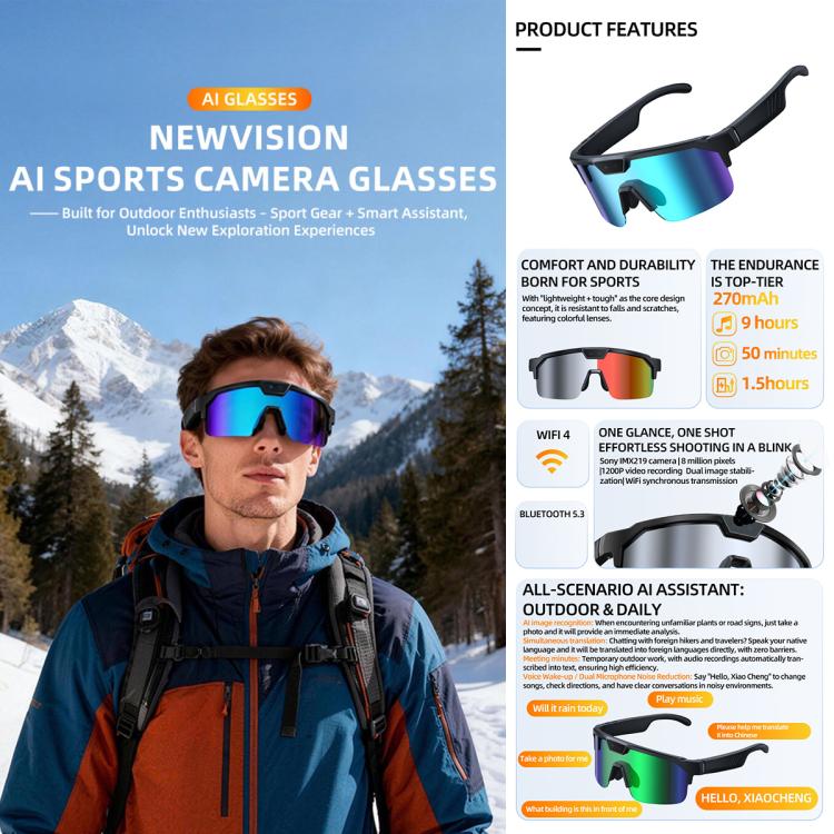 Q01 Outdoor Cycling Smart AI Glasses with 8MP Camera