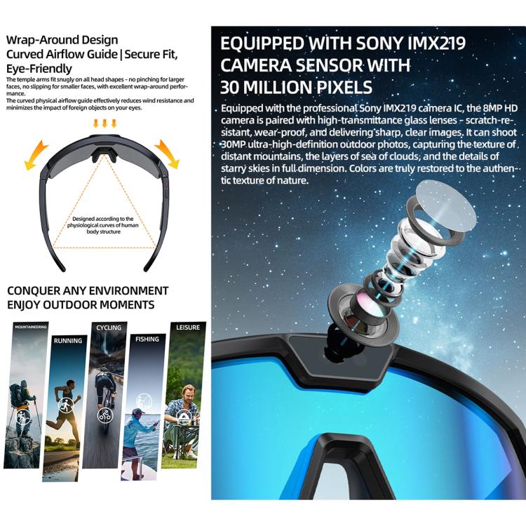 Q01 Outdoor Cycling Smart AI Glasses with 8MP Camera