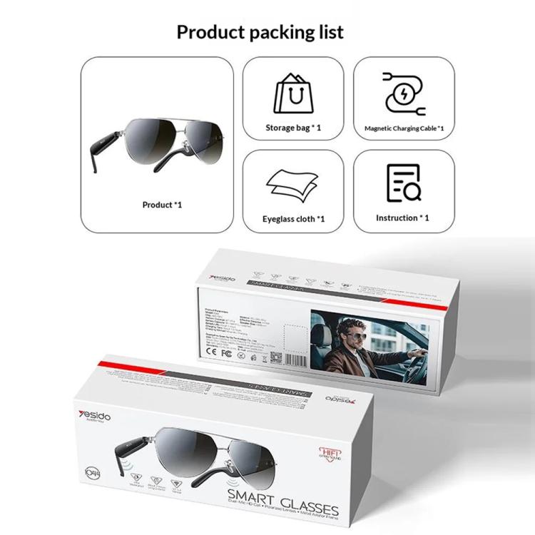 Yesido IO44 Smart Audio Glasses with Bluetooth 5.4 & Polarized Lenses