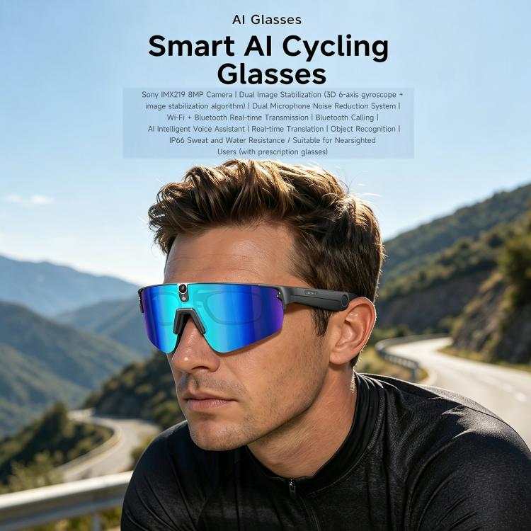 L805 Smart AI Cycling Glasses with 8MP Stabilization Camera