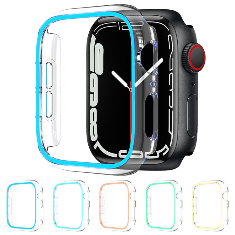XDfind Transparent Luminous Half Coverage Hollow PC Watch Case, For Apple Watch Series 9 / 8 / 7 45mm, For Apple Watch Series 9 / 8 / 7 41mm