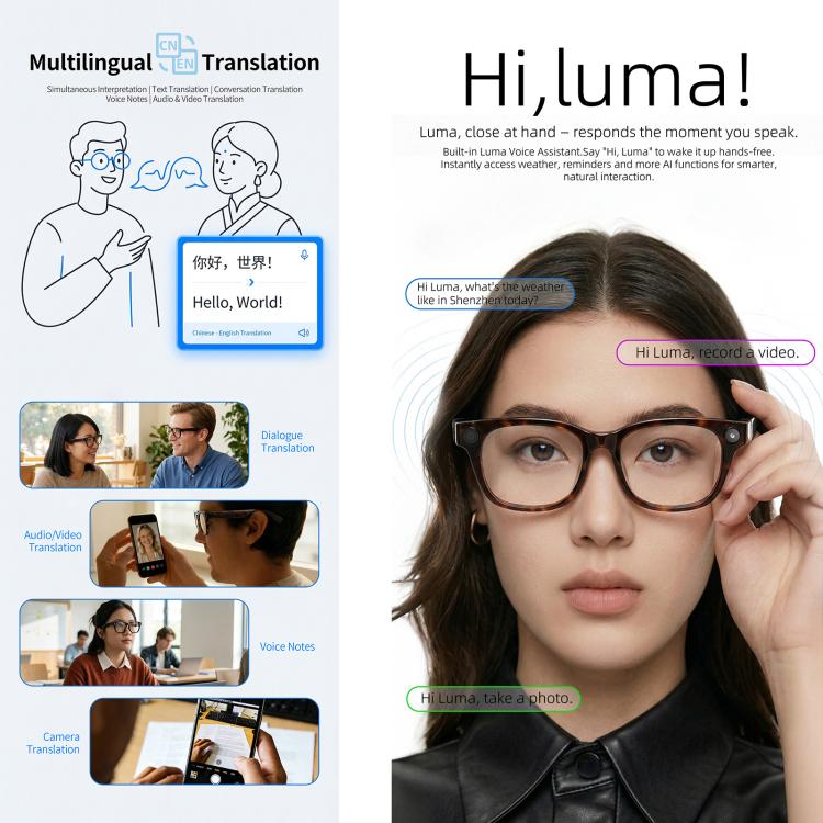 E06D 13MP Smart AI Glasses with 1080P 30FPS Video & Calling