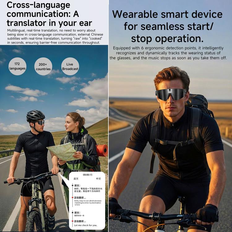 L085 8MP AI Cycling Smart Glasses with Noise Cancellation & Calling
