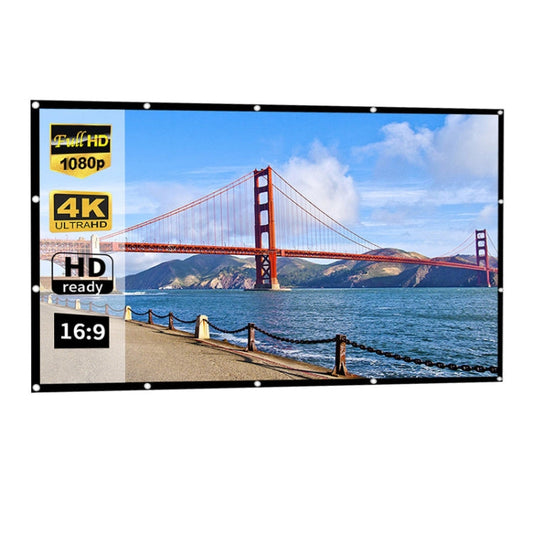 Simple Folding Thin Polyester Projector Film Curtain, 60 inch (16:9) Projection Area: 132x75cm, 60 inch (4:3) Projection Area: 120x90cm, 72 inch (16:9) Projection Area: 159x90cm, 72 inch (4:3) Projection Area: 146x110cm                                 ...