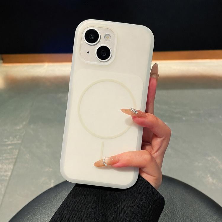 Ice Cream Skin Feel Liquid Silicone Fine Circle Magnetic Phone Case, For iPhone 15, For iPhone 14