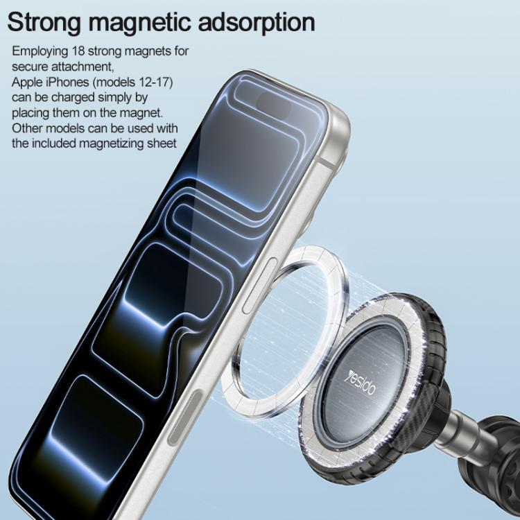Yesido C282 Car Suction Cup Strong Magnetic Phone Shooting Holder Long Version, C282