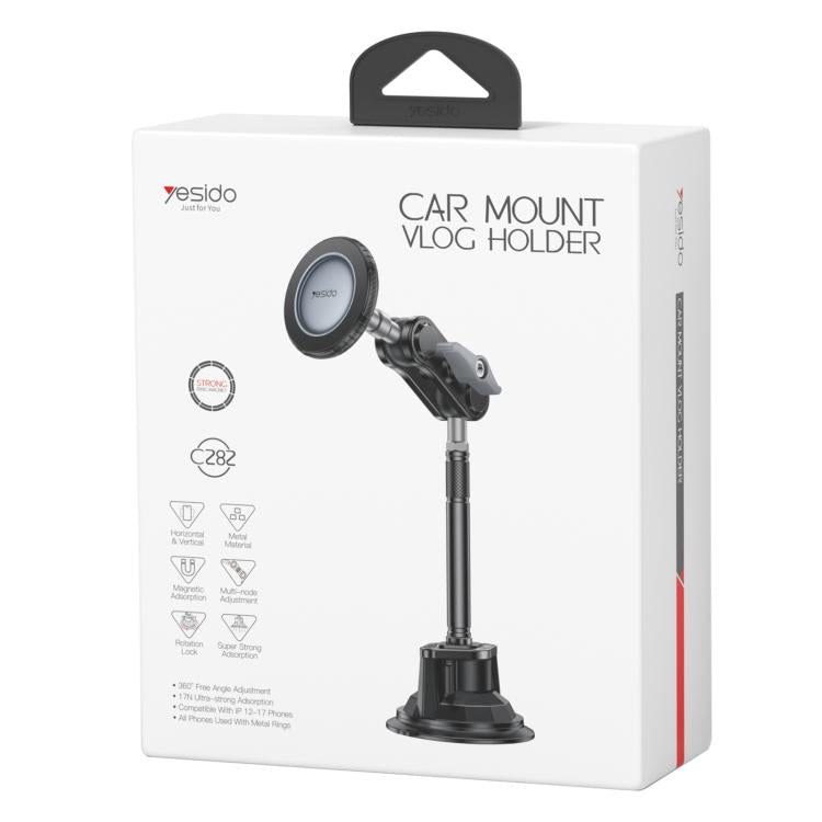 Yesido C282 Car Suction Cup Strong Magnetic Phone Shooting Holder Long Version, C282