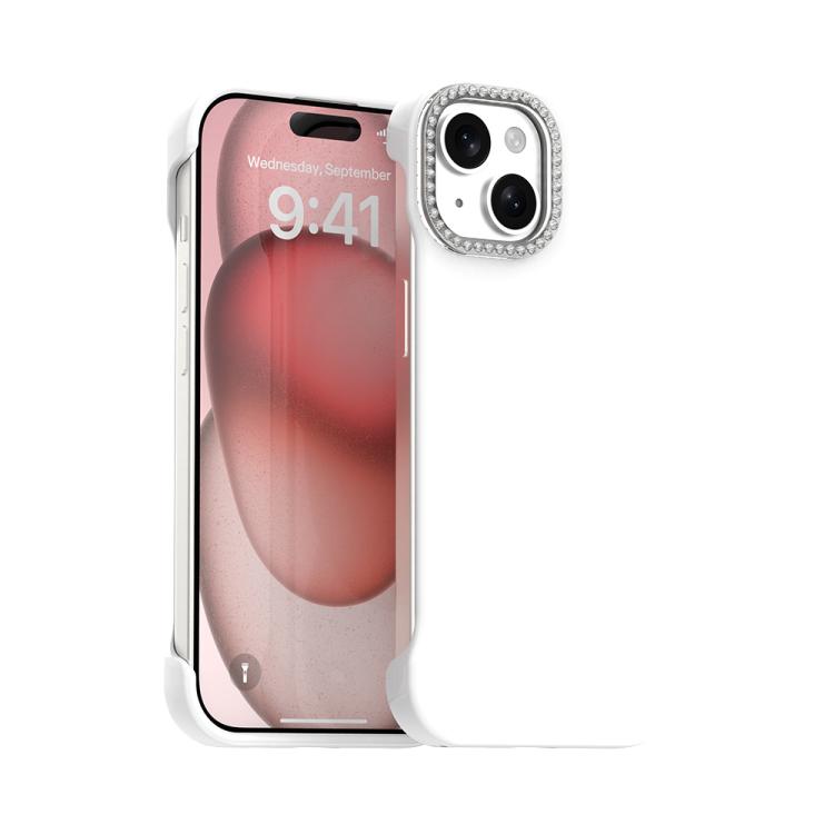 Candy Diamond Half-frame Frosted PC Hybrid TPU Phone Case, For iPhone 15 Pro, For iPhone 15 Plus, For iPhone 15