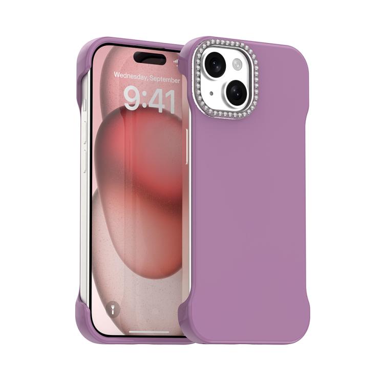 Candy Diamond Half-frame Frosted PC Hybrid TPU Phone Case, For iPhone 15 Pro, For iPhone 15 Plus, For iPhone 15