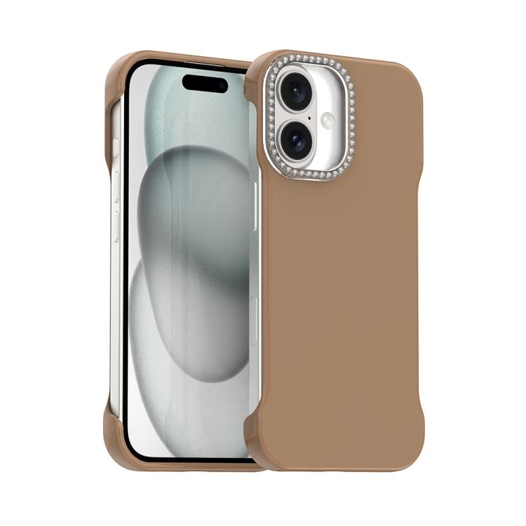 Candy Diamond Half-frame Frosted PC Hybrid TPU Phone Case, For iPhone 16 Plus, For iPhone 16, For iPhone 15 Pro Max