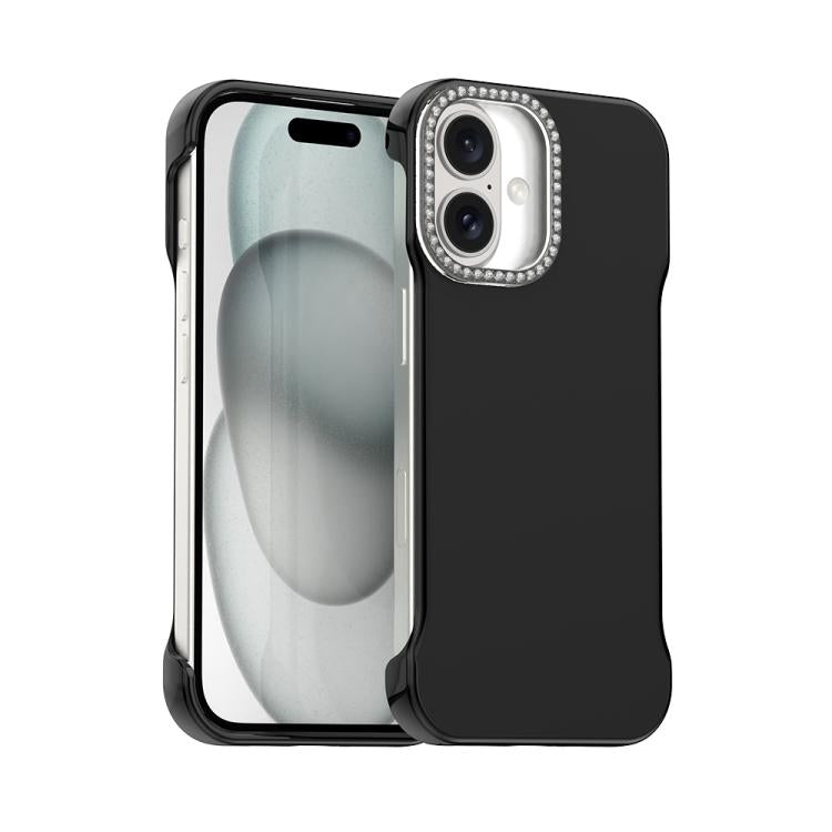 Candy Diamond Half-frame Frosted PC Hybrid TPU Phone Case, For iPhone 16 Plus, For iPhone 16, For iPhone 15 Pro Max