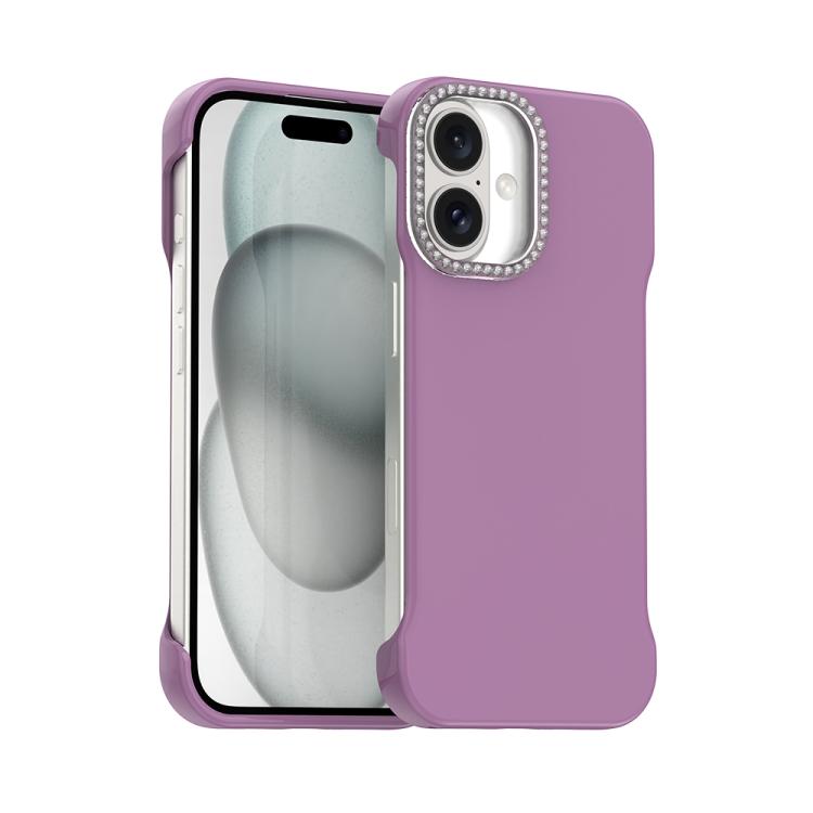 Candy Diamond Half-frame Frosted PC Hybrid TPU Phone Case, For iPhone 16 Plus, For iPhone 16, For iPhone 15 Pro Max
