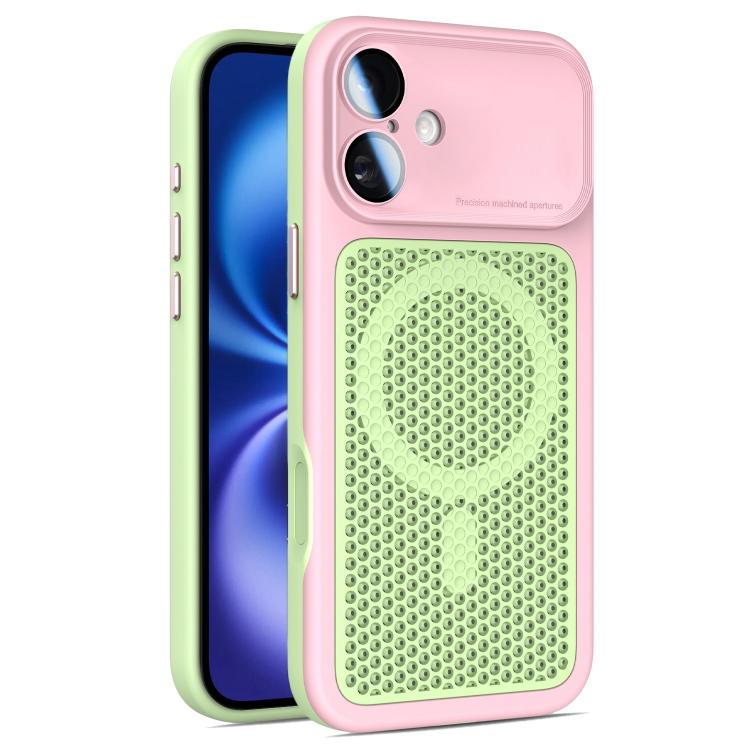 Armor Shield Mesh Cooling Magnetic Phone Case with Lens Film, For iPhone 16 Pro, For iPhone 16 Plus, For iPhone 16, For iPhone 15 Pro Max