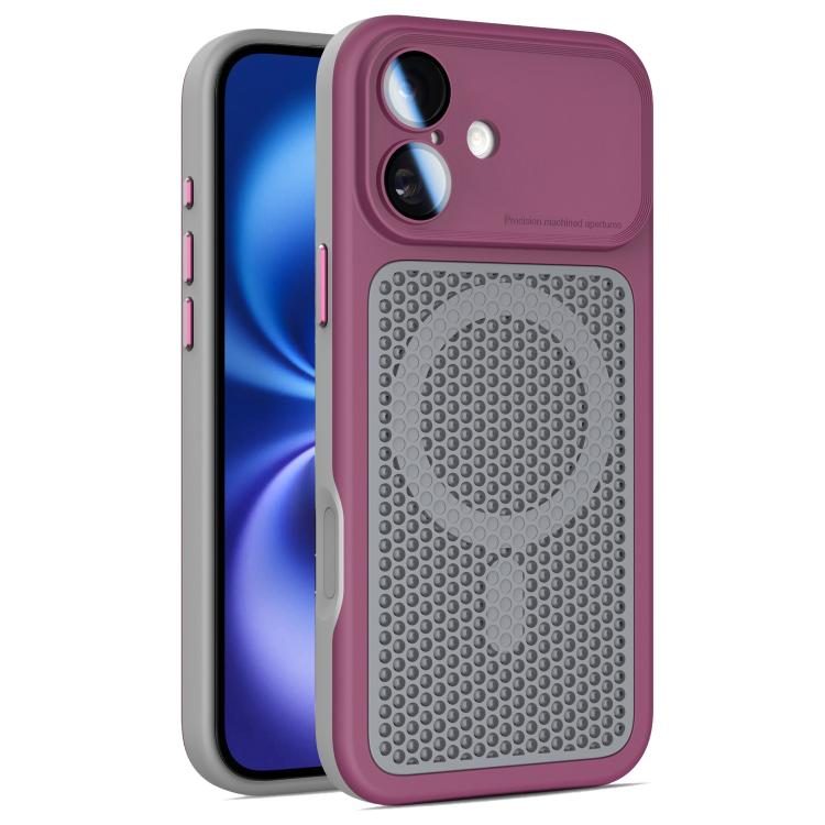 Armor Shield Mesh Cooling Magnetic Phone Case with Lens Film, For iPhone 16 Pro, For iPhone 16 Plus, For iPhone 16, For iPhone 15 Pro Max