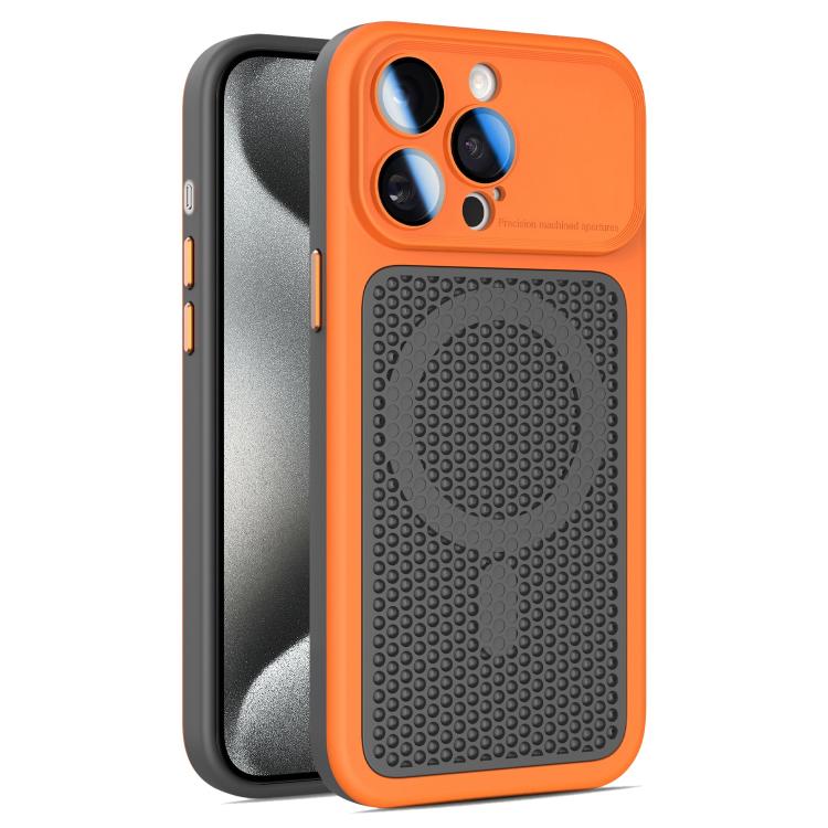 Armor Shield Mesh Cooling Magnetic Phone Case with Lens Film, For iPhone 16 Pro, For iPhone 16 Plus, For iPhone 16, For iPhone 15 Pro Max