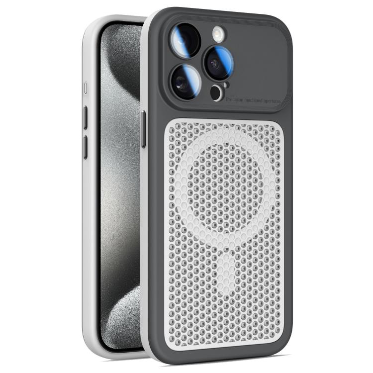 Armor Shield Mesh Cooling Magnetic Phone Case with Lens Film, For iPhone 16 Pro, For iPhone 16 Plus, For iPhone 16, For iPhone 15 Pro Max