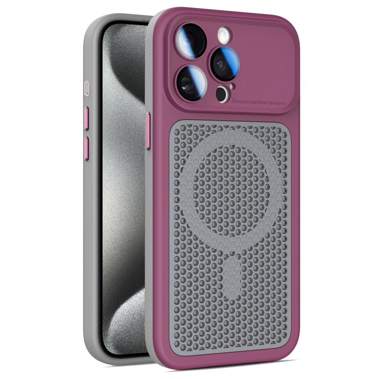 Armor Shield Mesh Cooling Magnetic Phone Case with Lens Film, For iPhone 16 Pro, For iPhone 16 Plus, For iPhone 16, For iPhone 15 Pro Max